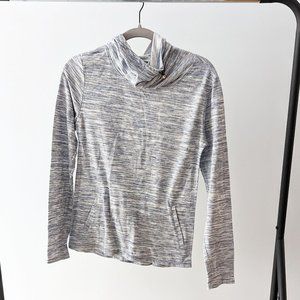 Heathered Grey Athleisure Long Sleeve - Turtleneck Hood Combo - Small